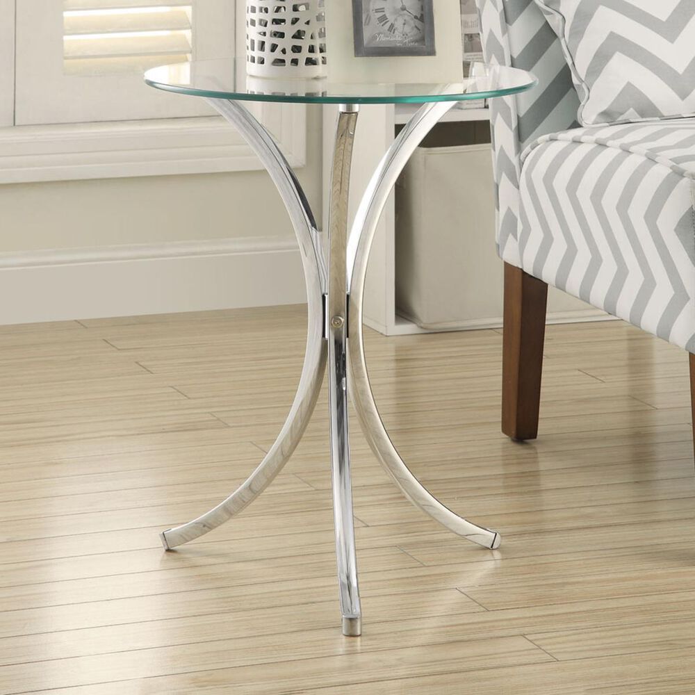 Pacific Landing Tempered Glass Accent Table in Chrome, , large