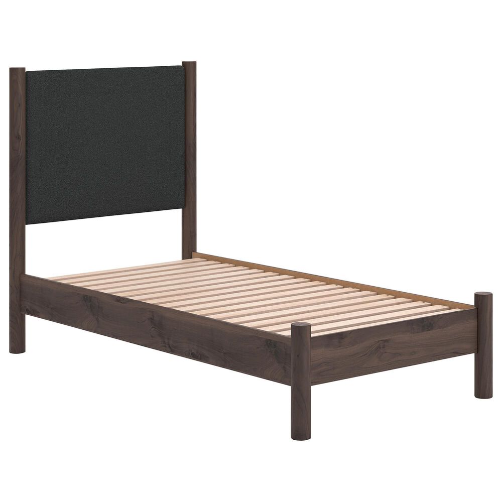 Ashley Pamytta Twin Upholstered Panel Platform Bed in Rich Brown, , large
