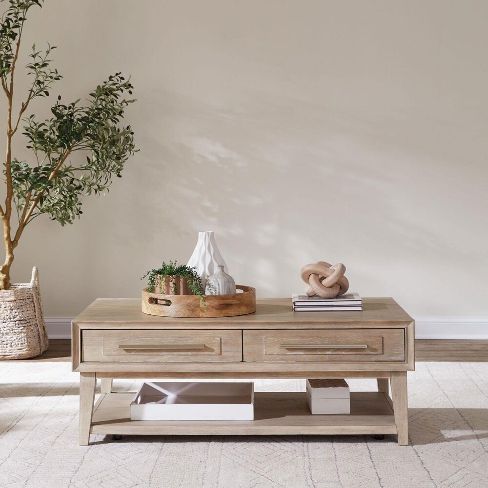 Belle Furnishings Brentwood 2-Drawer Cocktail Table in Sandstone, , large