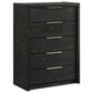 Mayberry Hill South Bed 5 Piece King Panel Bedroom Set in Black, , large