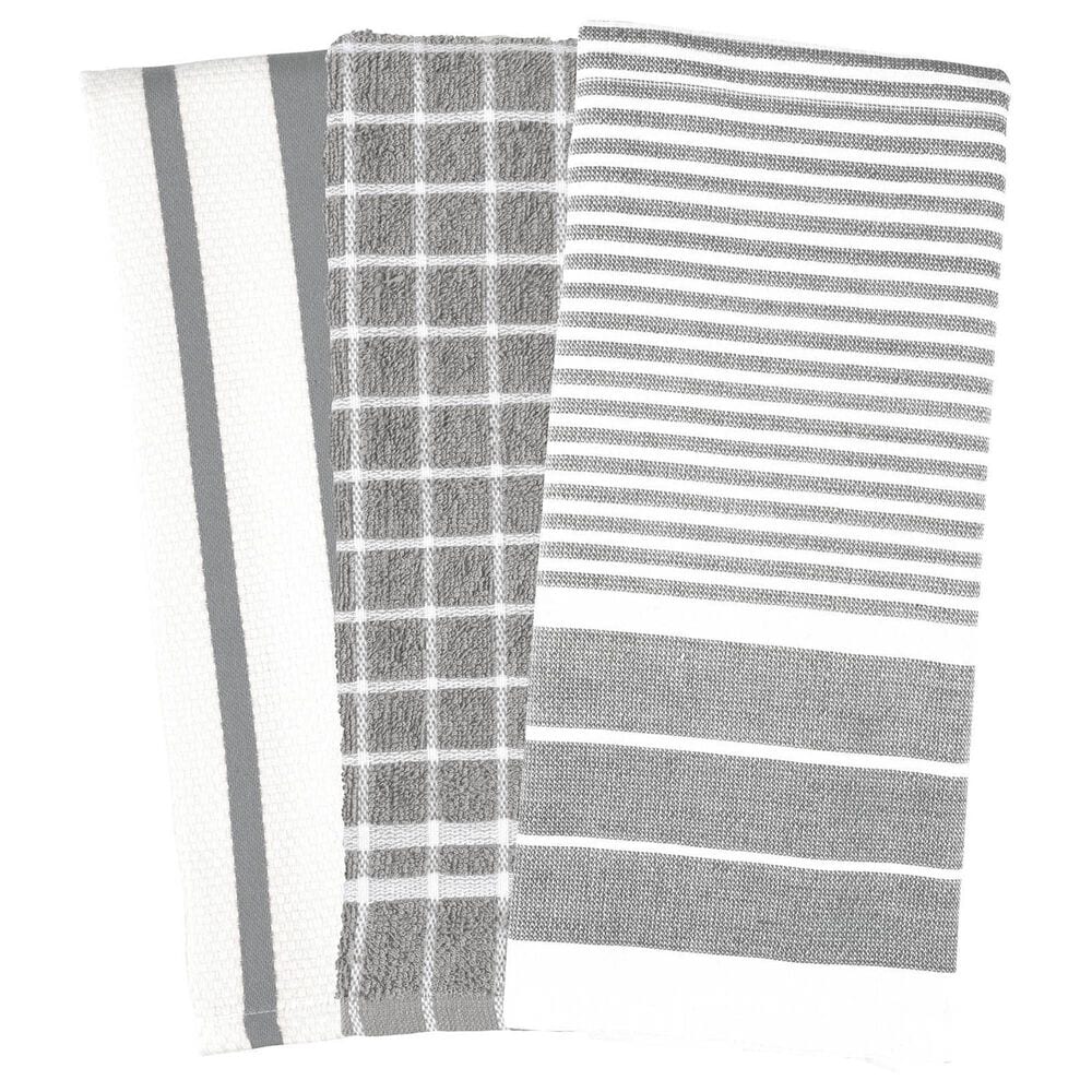 Harold Import 3-Piece Mrs. Anderson"s Kitchen Towel in Gray, , large