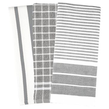 Harold Import 3-Piece Mrs. Anderson"s Kitchen Towel in Gray, , large