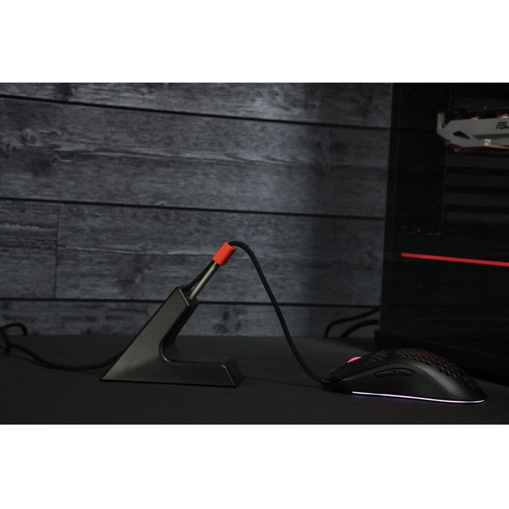 Arozzi Ancora Mouse Bungee with Snug Cord Holder, Rubber Feet, Extendable Spring, and Weighted for Stability - Black with Red Accents, , large