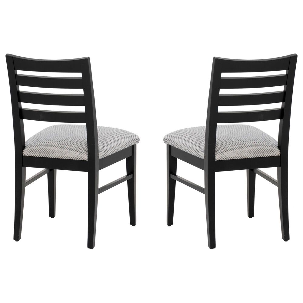 Linon Home Decor Flynn Side Chair with Blue and Beige Fabric Cushion in Black (Set of 2), , large