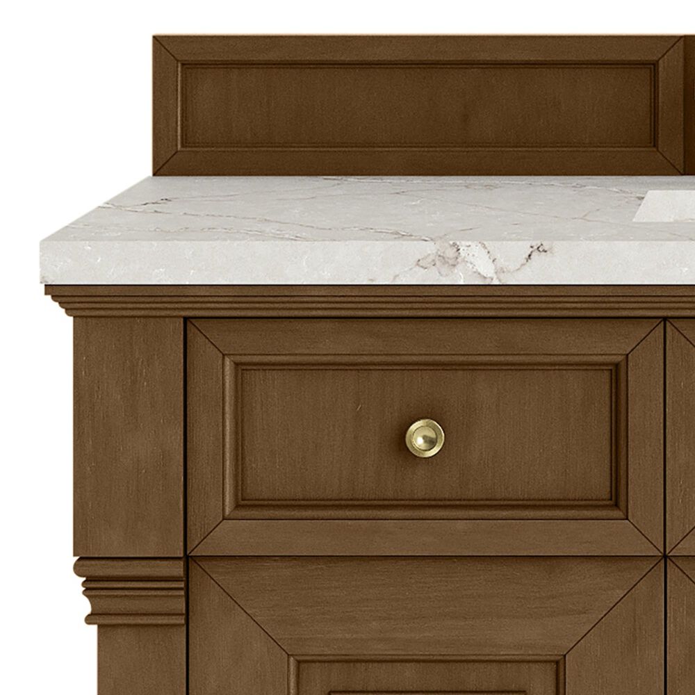 James Martin Vanities Brookfield 48" Single Bathroom Vanity in Honey Oak with 3 cm Victorian Silver Silestone Top, Rectangle Sink and FreePower Wireless Charger, , large