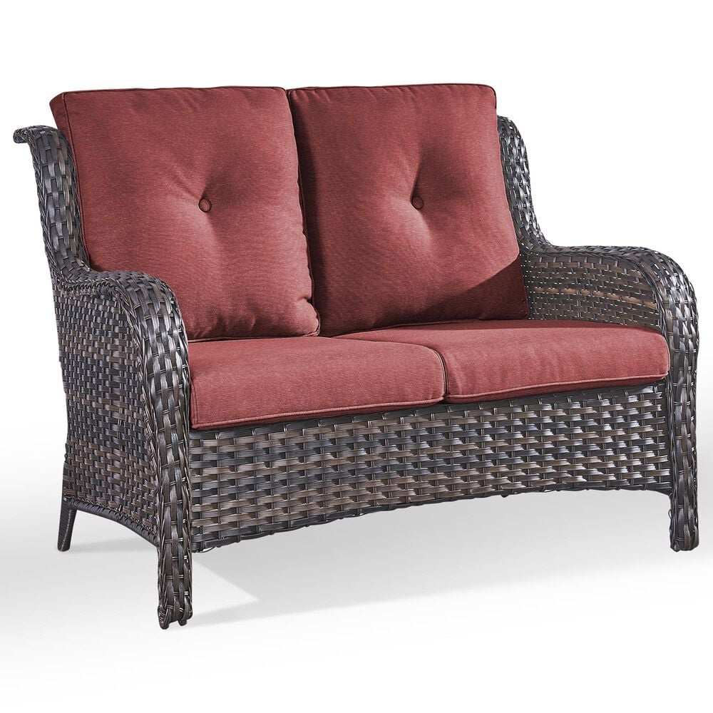 Sunwell Garden Patio Loveseat with Brown Frame in Red, , large