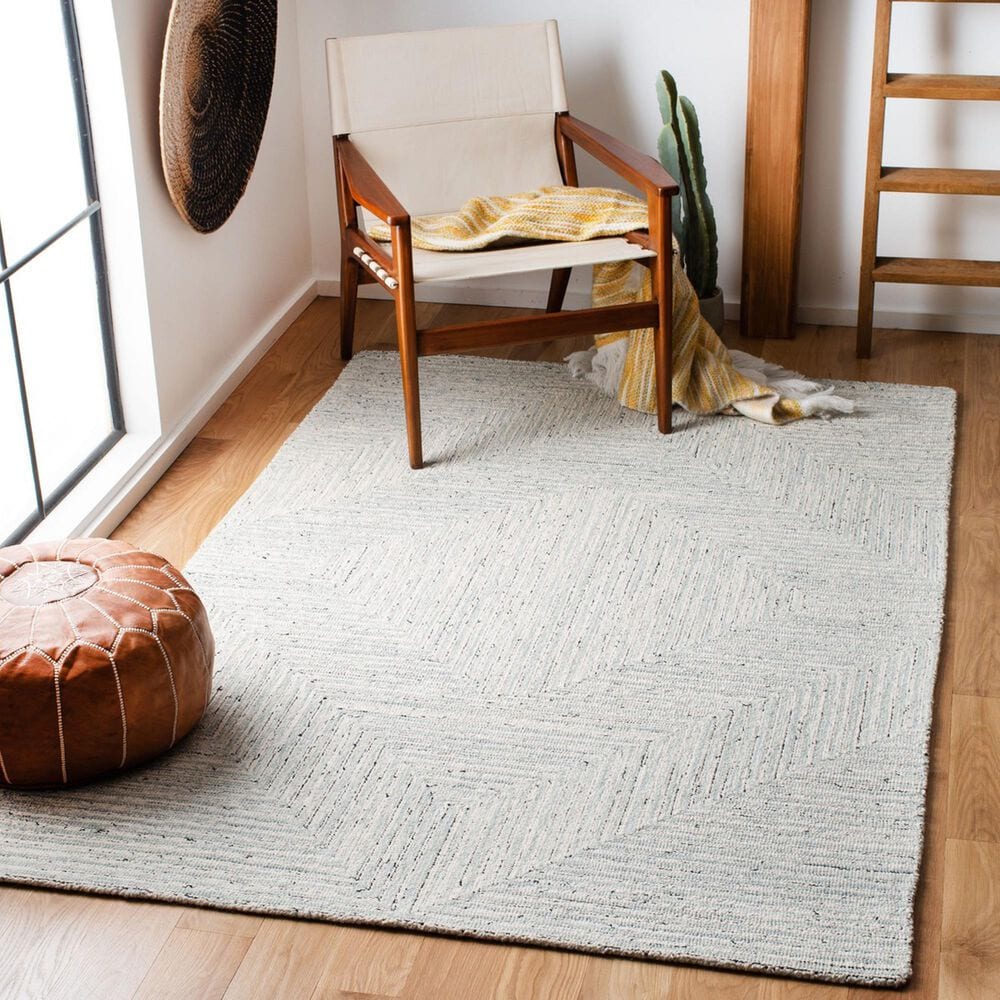 Safavieh Micro-Loop MLP176F 6&#39; x 9&#39; Light Grey and Ivory Area Rug, , large