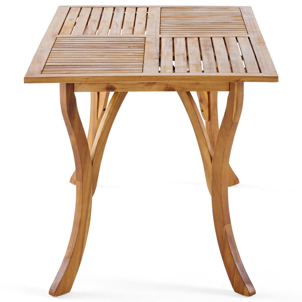 Hearth and Haven Outdoor 59 Inch Rectangular Solid Wood Table Dining Table in Teak, , large