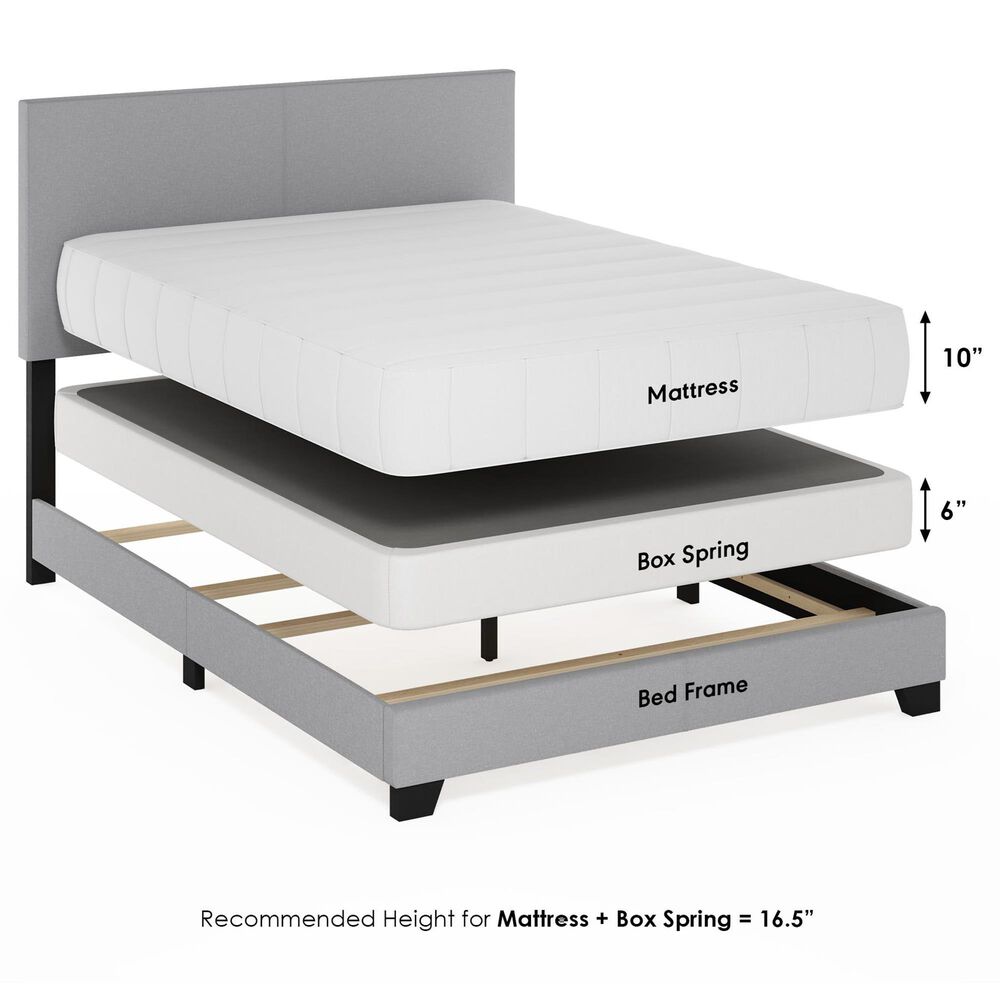 HOMLUX Pessac Full Fabric Upholstered Panel Bed Frame in Glacier, , large