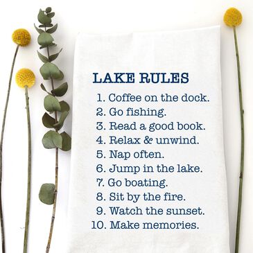Wildwood Lake Rules 30" x 30" Kitchen Towel in White, , large