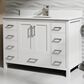Lexora Home Jacques 48" Single Bathroom Vanity in White with 2 cm White Quartz Top and Rectangular Sink, , large