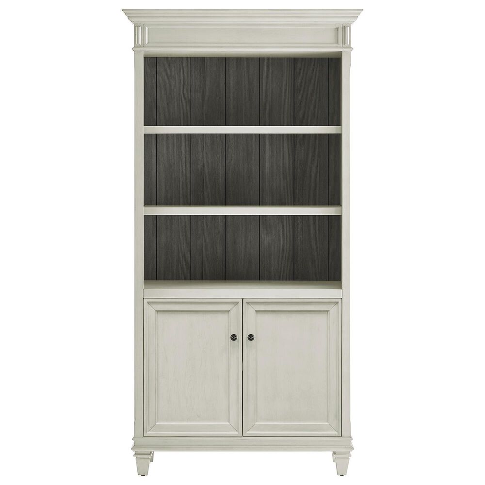 Wycliff Bay Hartford 3-Piece L-Shaped Desk with Bookcase Set in Antique White and Gray, , large