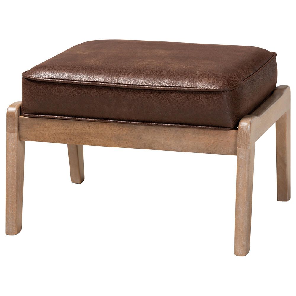 Baxton Studio Sigrid Upholstered Ottoman in Dark Brown, , large