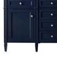 James Martin Vanities Brittany 60" Double Bathroom Vanity in Victory Blue with Single Hole 3 cm White Zeus Quartz Top and Rectangular Sinks, , large