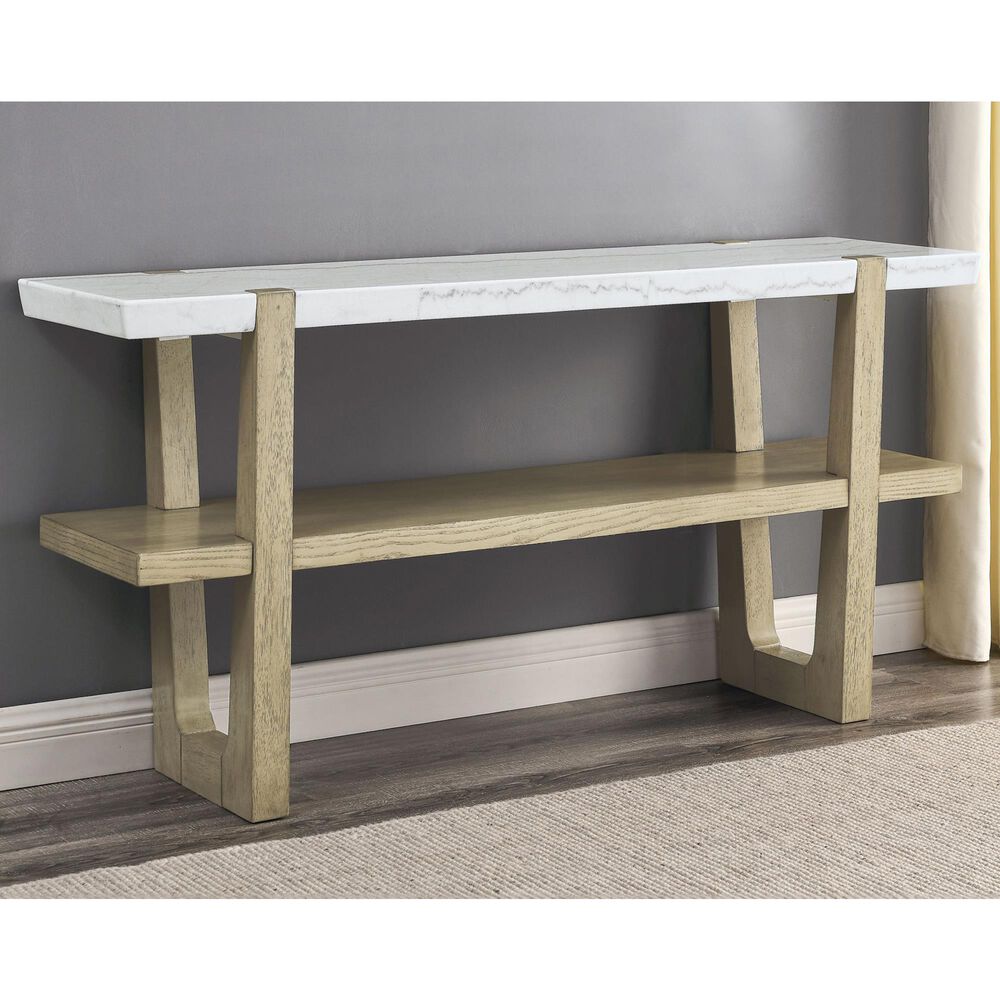 Steve Silver Perth Sofa Table in White and Weathered Sand, , large