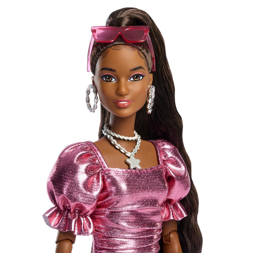 Barbie Deluxe Style - Metallic Outfit Doll No. 6 in Coral Pink, Black and Silver, , large