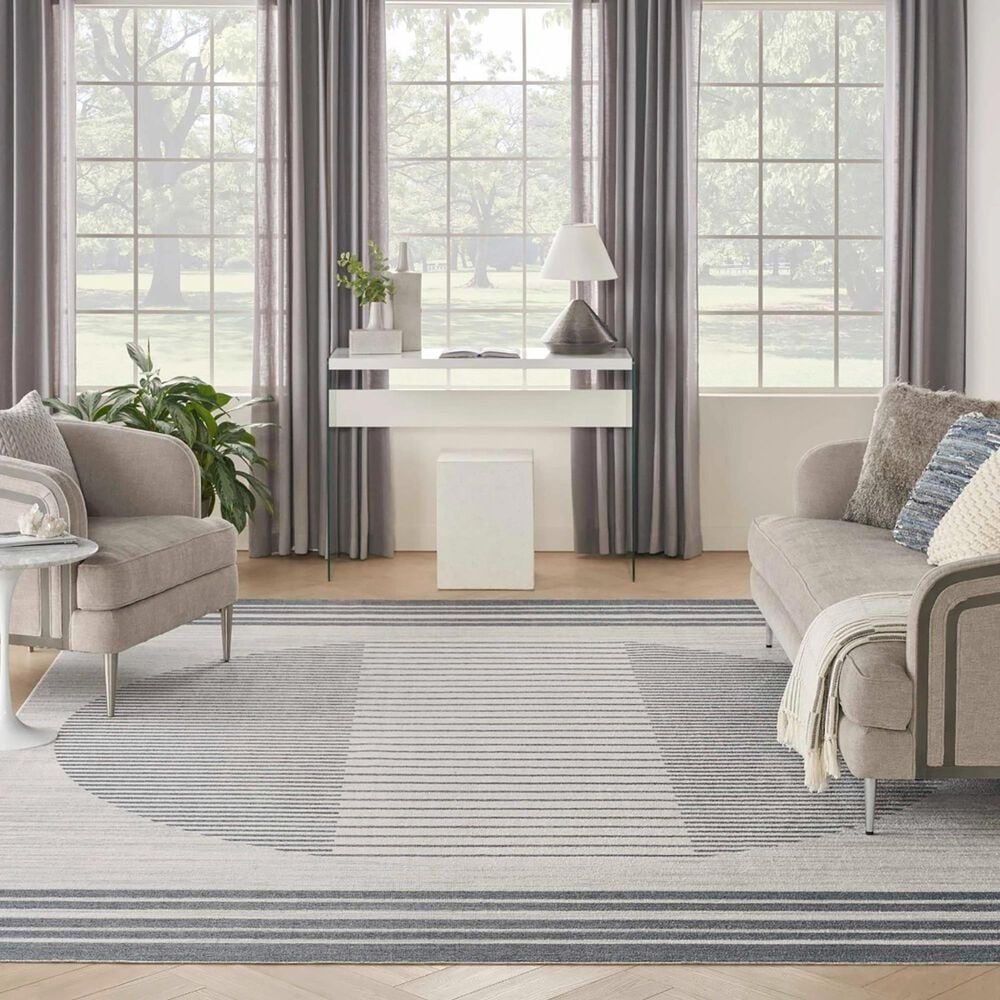 Nourison Astra Machine Washable ASW05 7&#39;10&quot; x 10&#39; Ivory and Blue Area Rug, , large