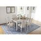 Ashley Skempton Dining Table and 6 Side Chairs in White and Light Brown, , large