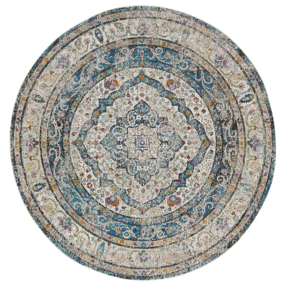 Safavieh Aria ARA106E 6"6" Round Beige and Blue Area Rug, , large