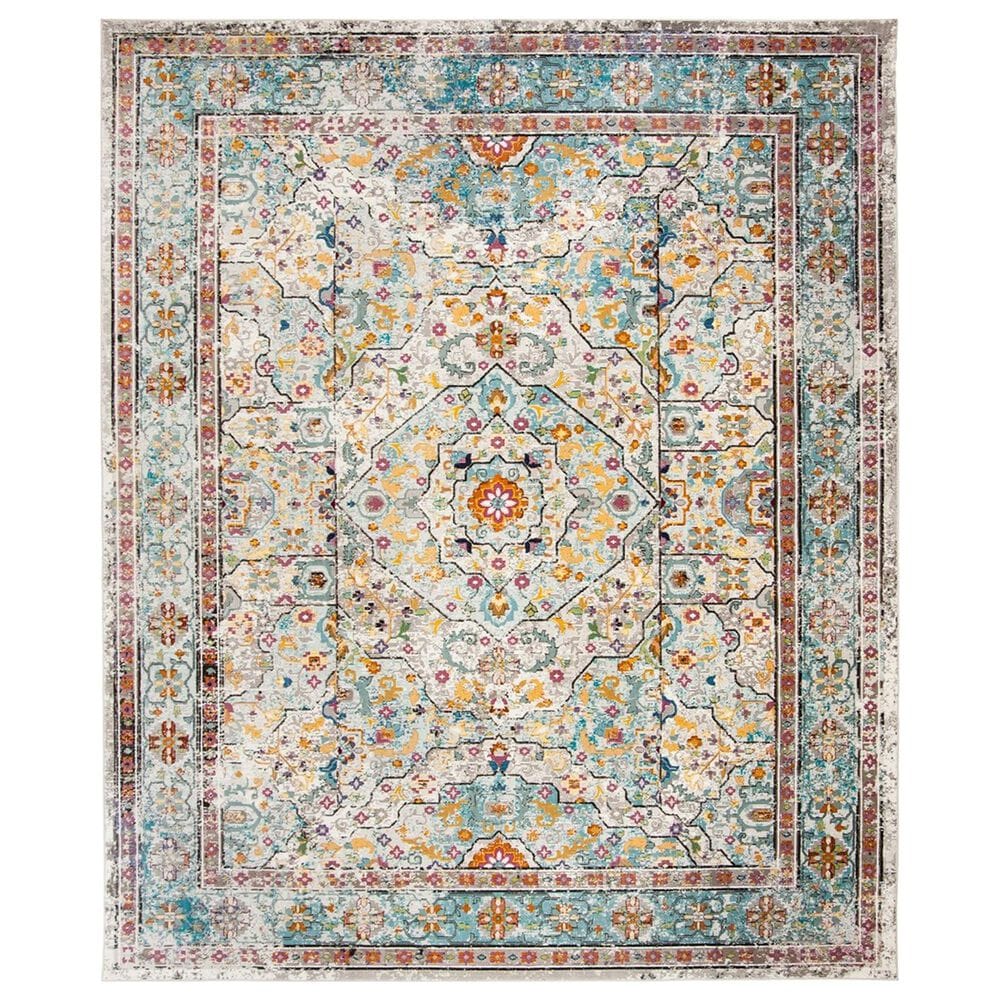 Safavieh Aria ARA199C 8" x 10" Cream and Blue Area Rug, , large