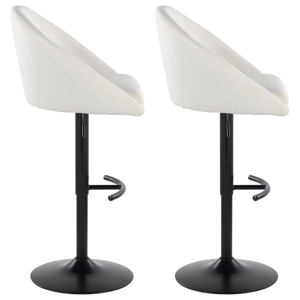 LumiSource Matisse Adjustable Swivel Barstool with Cream Fabric Upholstery in Black (Set of 2), , large