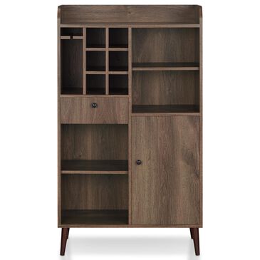 Furniture of America Barbosa Wine Cabinet in Distressed Walnut, , large