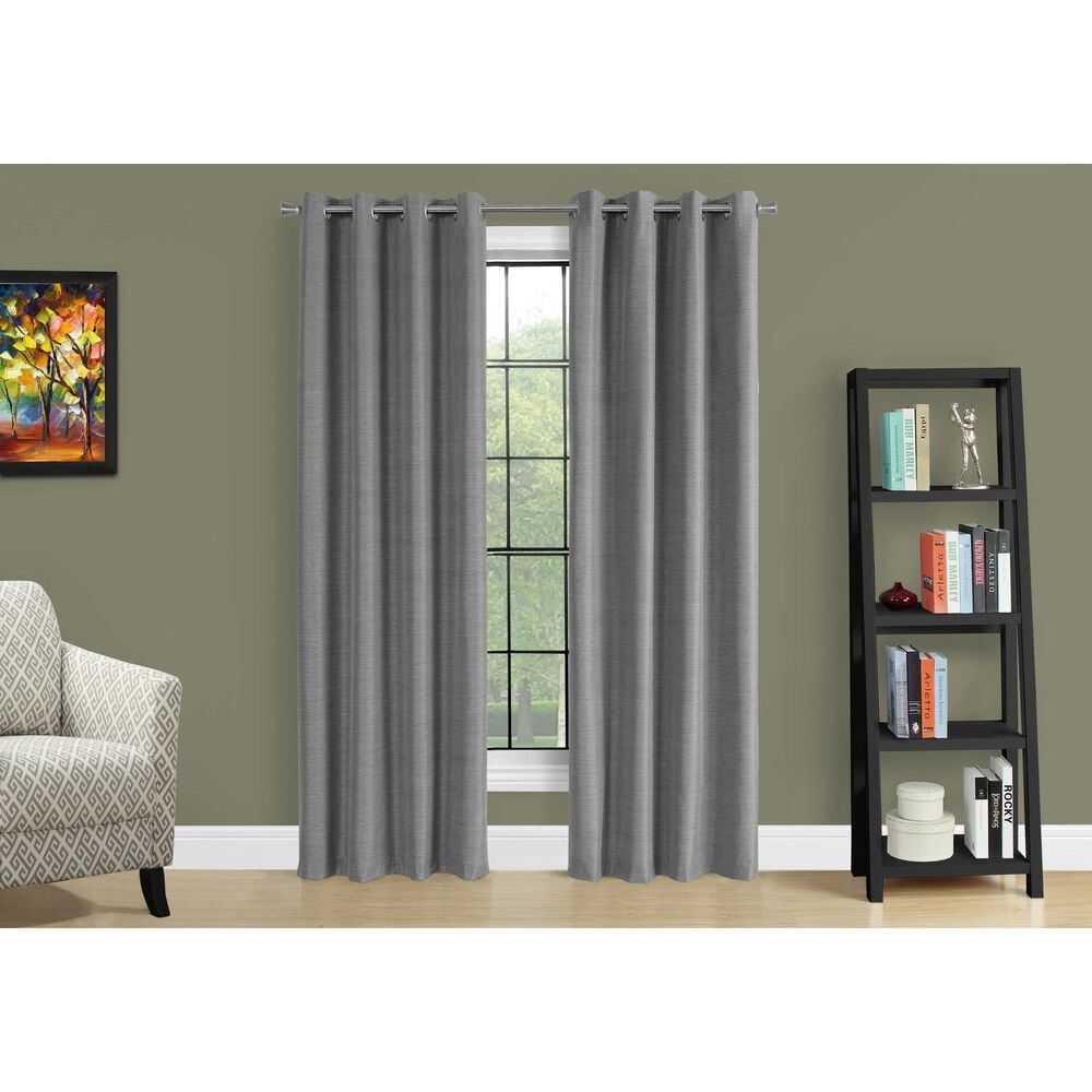 Monarch Specialties 52&quot; x 95&quot; Curtain Panel in Light Grey &#40;Set of 2&#41;, , large