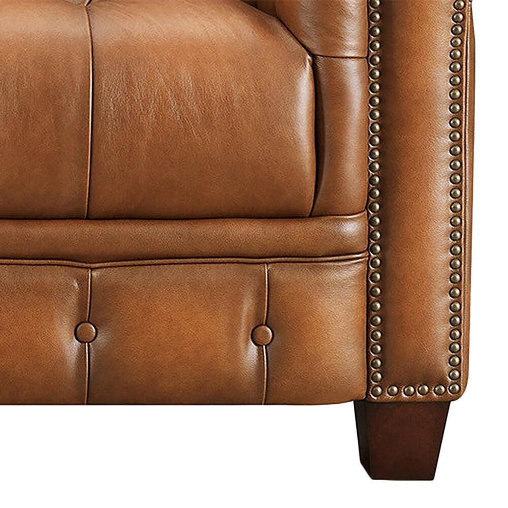 Hydeline York Stationary Leather Loveseat in Saddle, , large
