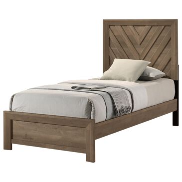 Crown Mark Valor Twin Panel Bed in Light Brown, , large