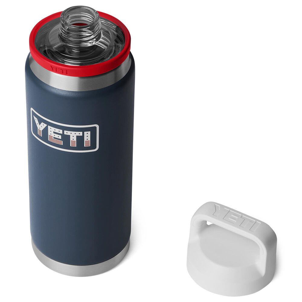 YETI Rambler 26 Oz Water Bottle with Chung Cap in Navy, Red, White and Badge, , large