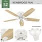 Hunter Kenbridge Low Profile 52" Ceiling Fan with LED Lights in Fresh White, , large