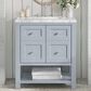 James Martin Vanities Breckenridge 30" Single Bathroom Vanity in Serenity Blue with 3 cm Carrara White Marble Top and Rectangular Sink, , large