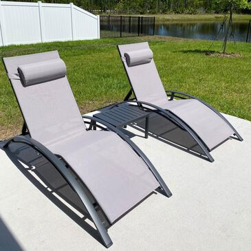 HOMLUX 3-Piece Standard Patio Chaise Lounge Set in Light Grey, , large
