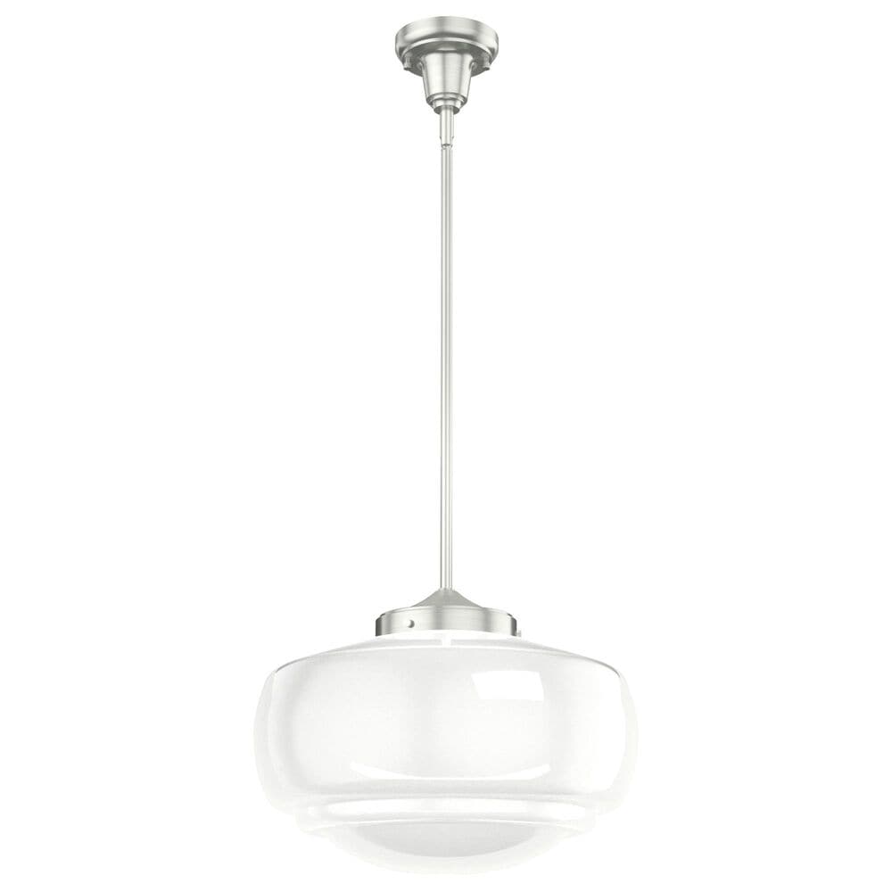 Hunter Saddle Creek 16" 1-Light Pendant with White Shade in Brushed Nickel, , large