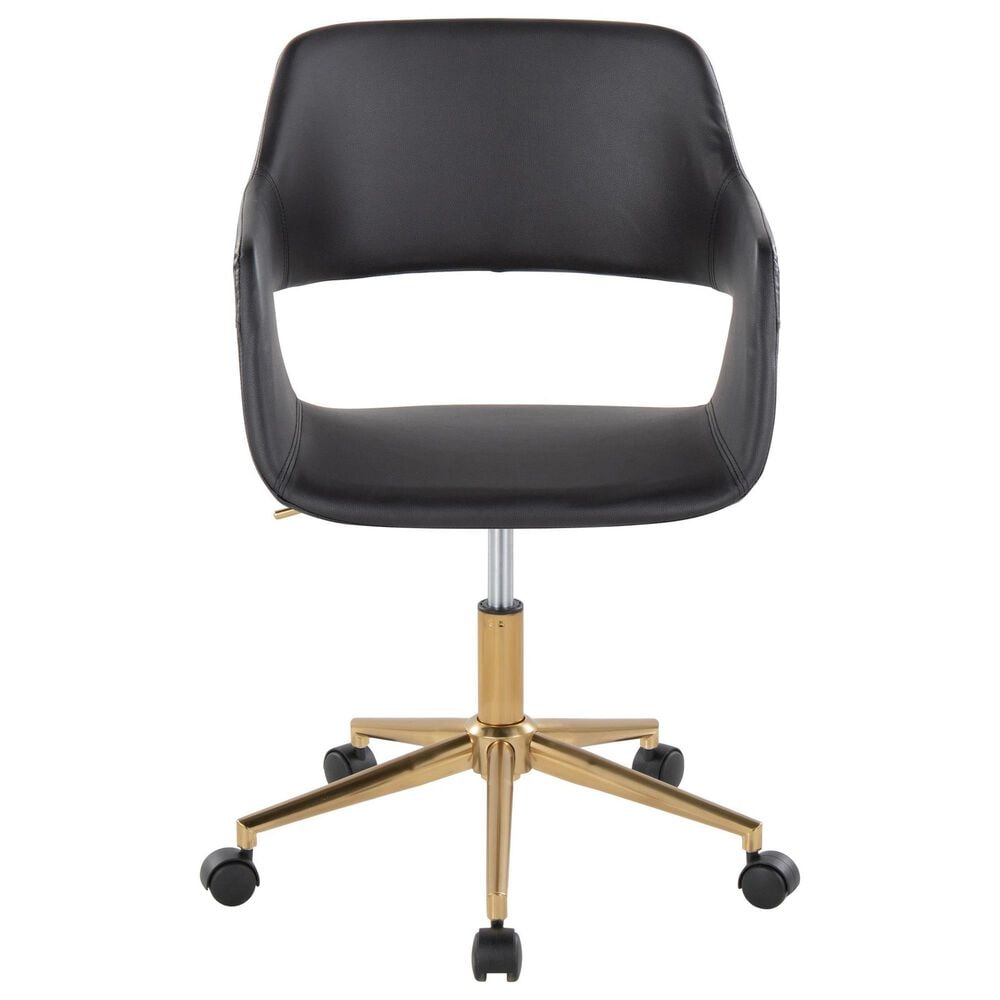 Lumisource Margarite Task Chair with Black Faux Leather Cushion in Gold, , large
