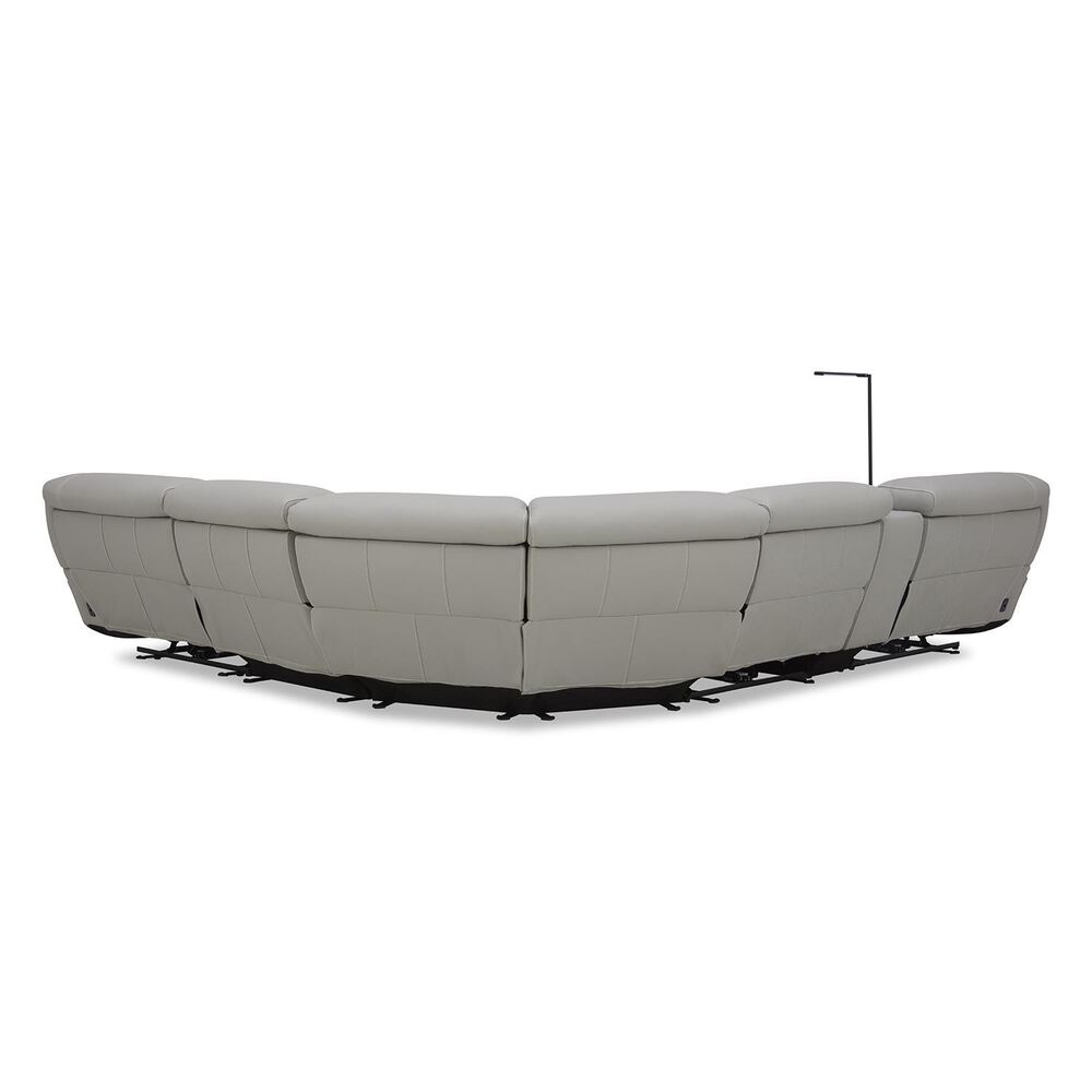 Interlochen 6-Piece Leather Power Reclining Sectional with Power Headrests in Blanca Light Gray, , large