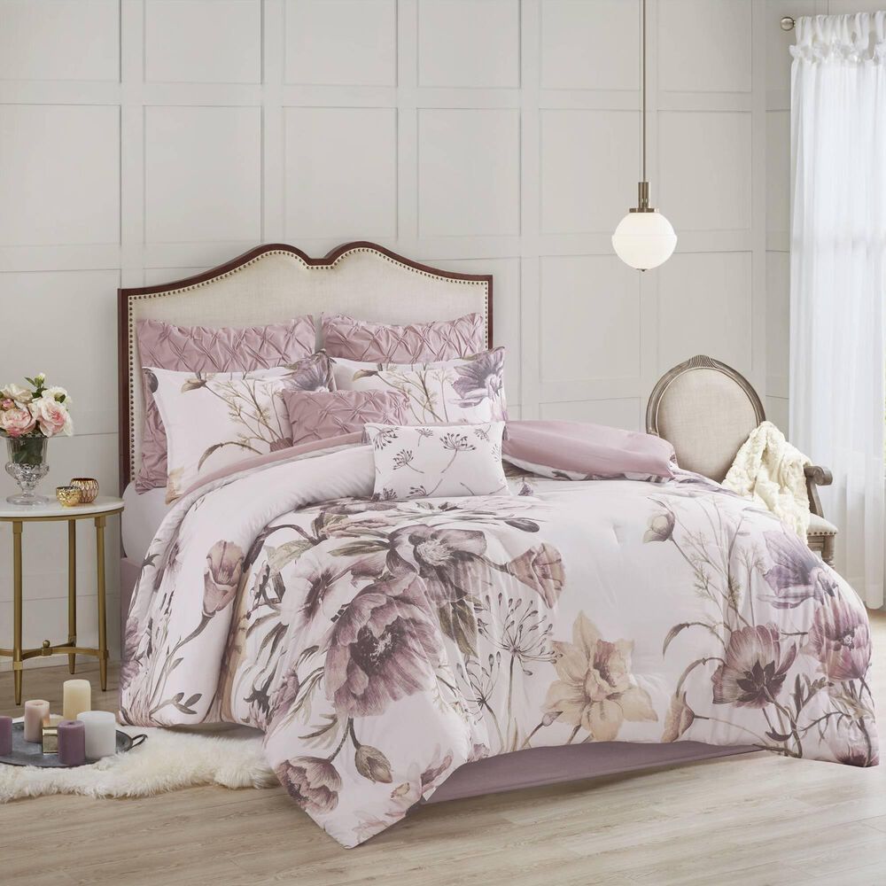 Hampton Park Cassandra 8-Piece Queen Cotton Printed Comforter Set in Blush, , large