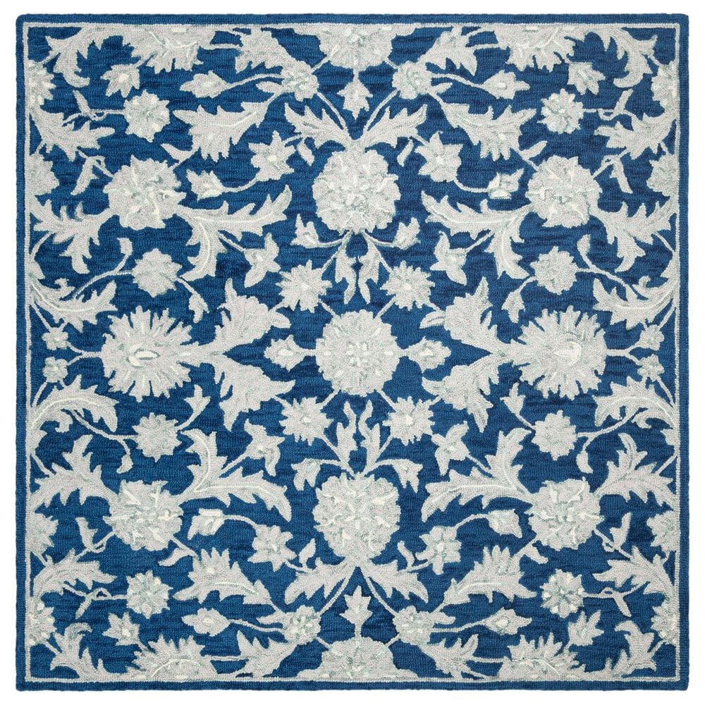 Safavieh Micro-Loop 5" Square Navy and Grey Area Rug, , large