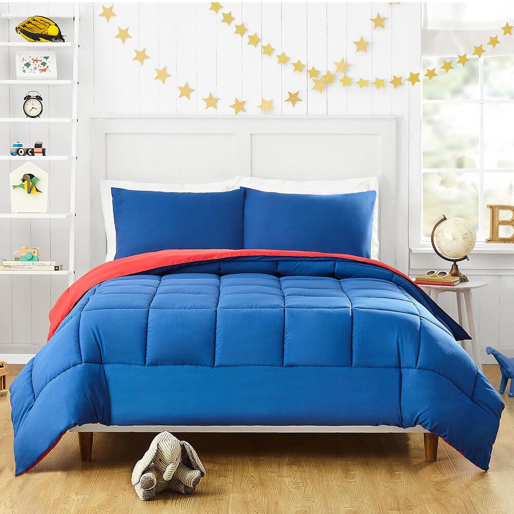 Peking Handicraft Peyton 2-Piece Twin/Twin XL Comforter Set in Blue and Red, , large