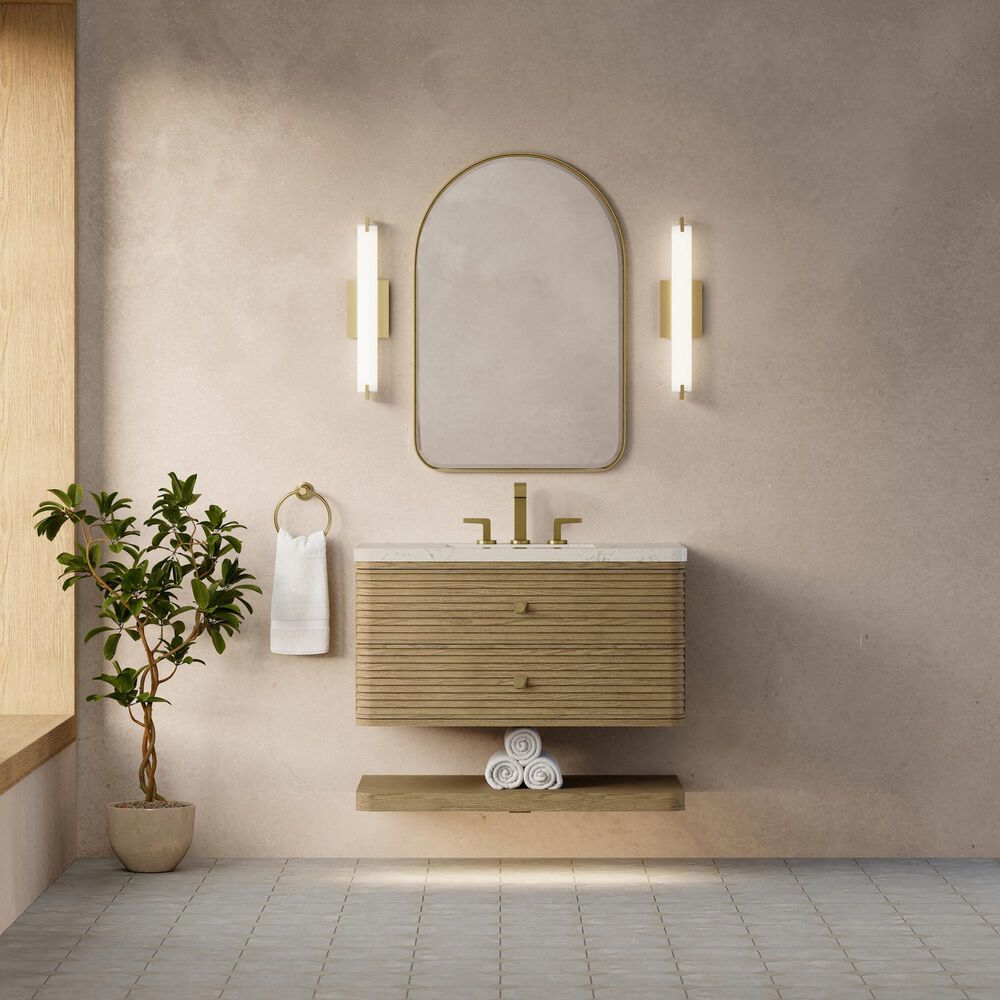 James Martin Allamari 36" Single Bathroom Vanity in Dune Mist with 3 cm Siberian Silestone Top and Rectangular Sink, , large