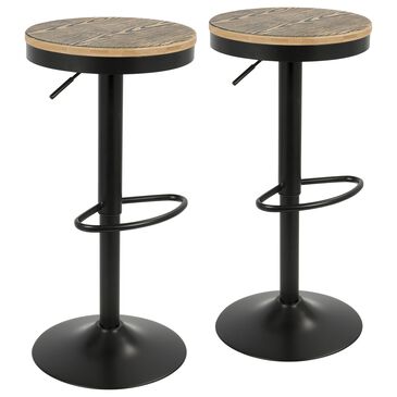 Lumisource Dakota Adjustable Swivel Barstool in Brown/Black (Set of 2), , large