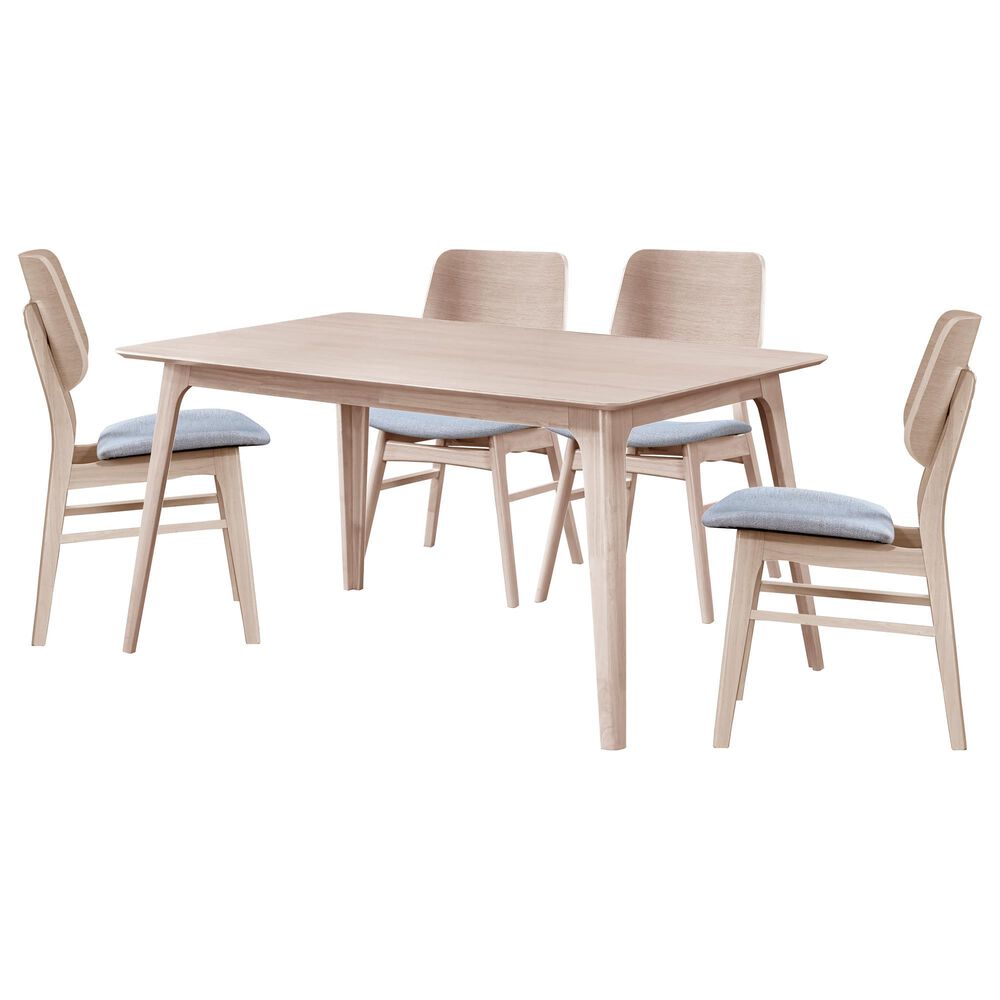New Heritage Design Oscar 5-Piece Rectangular Dining Set in White Ash, , large