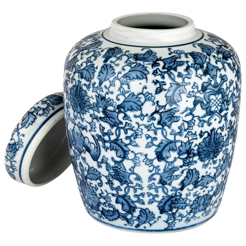 Creative Coop Decorative Large Ceramic Ginger Jar with Lid in Blue and White, , large