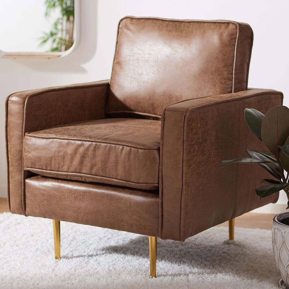 Safavieh Carlotta Accent Chair in Brown, , large