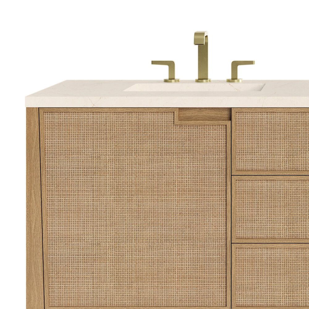 James Martin Vanities Solene 72&quot; Double Bathroom Vanity in Seaside Oak with 3 cm Eternal Marfil Quartz Top and Rectangular Sinks, , large