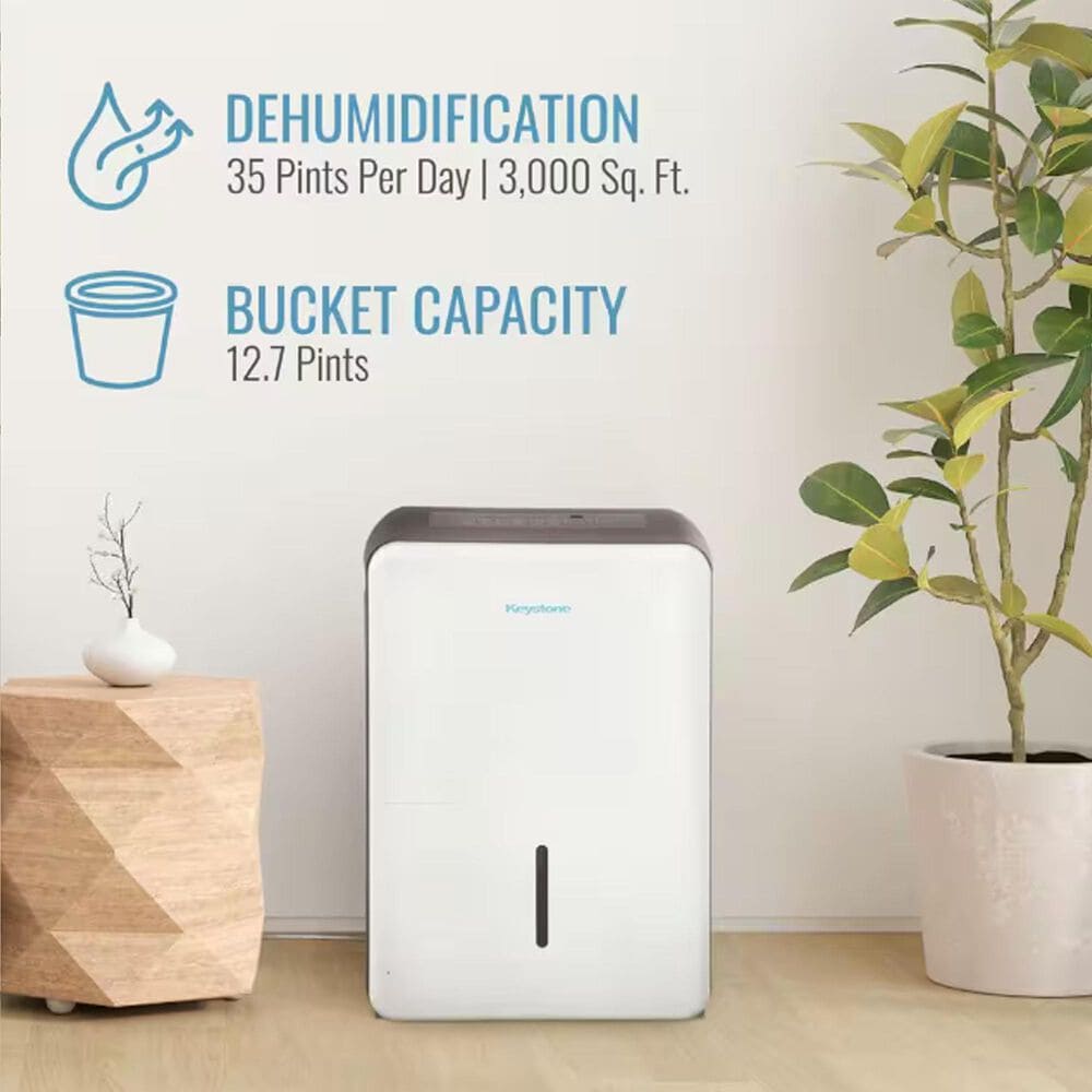 Keystone 35-Pint Dehumidifier in White, , large