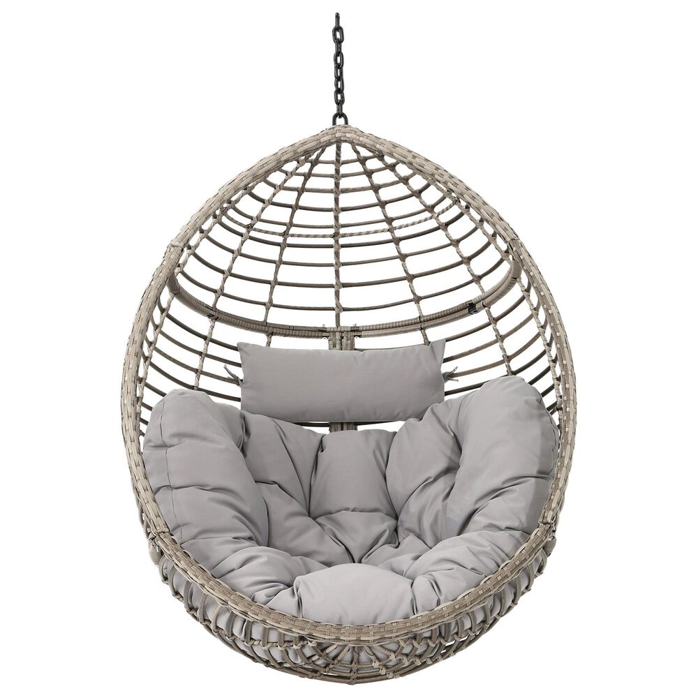 Noble House Layla Hanging Chair in Gray, , large