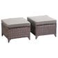 Sunwell Garden Patio Ottoman with Gray Cushion in Brown (Set of 2), , large