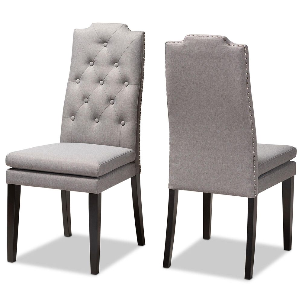 Baxton Studio Dylin Side Chair with Gray Cushion in Espresso Brown (Set of 2), , large