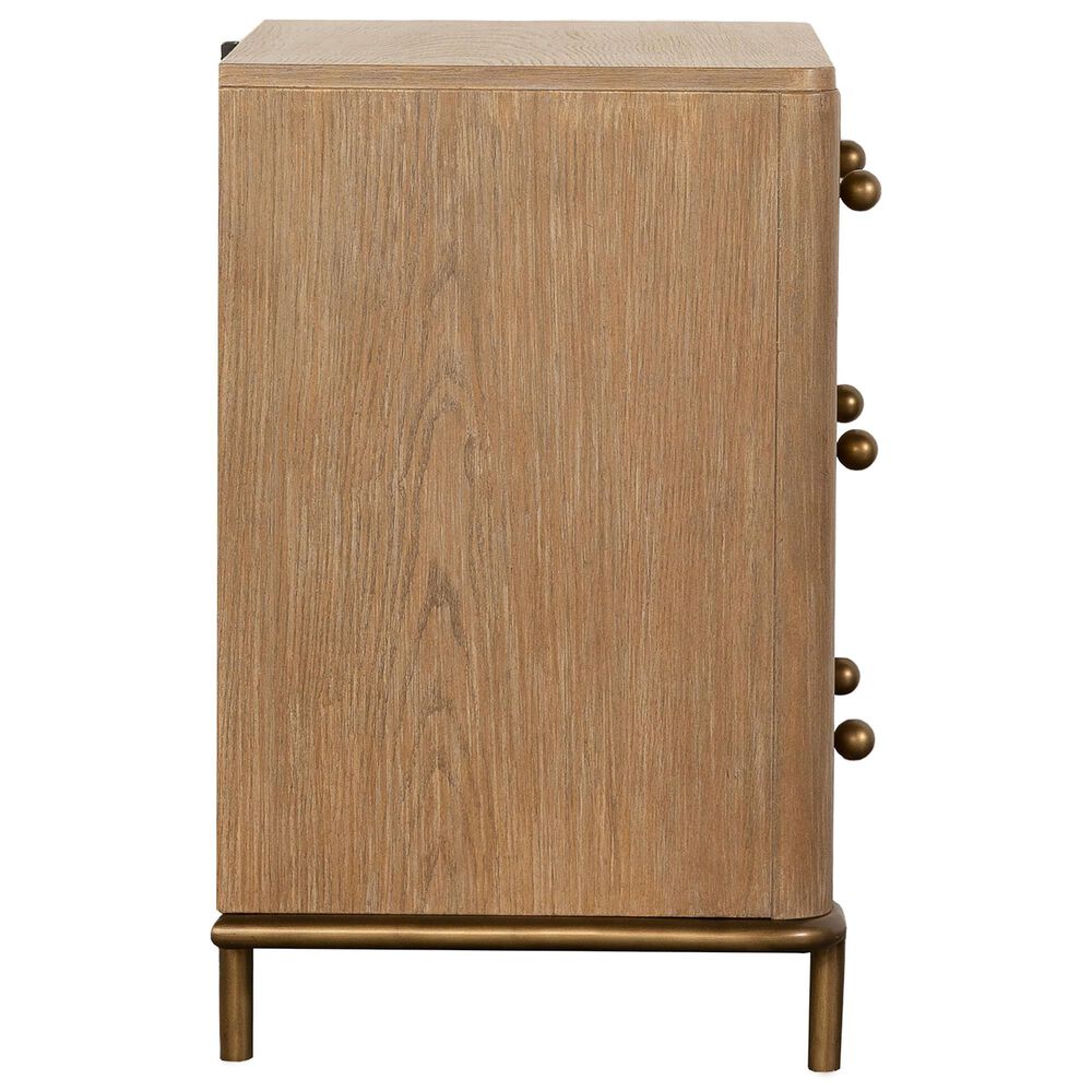Pacific Landing Arini 3-Drawer Nightstand in Sand Wash and Aged Brass, , large